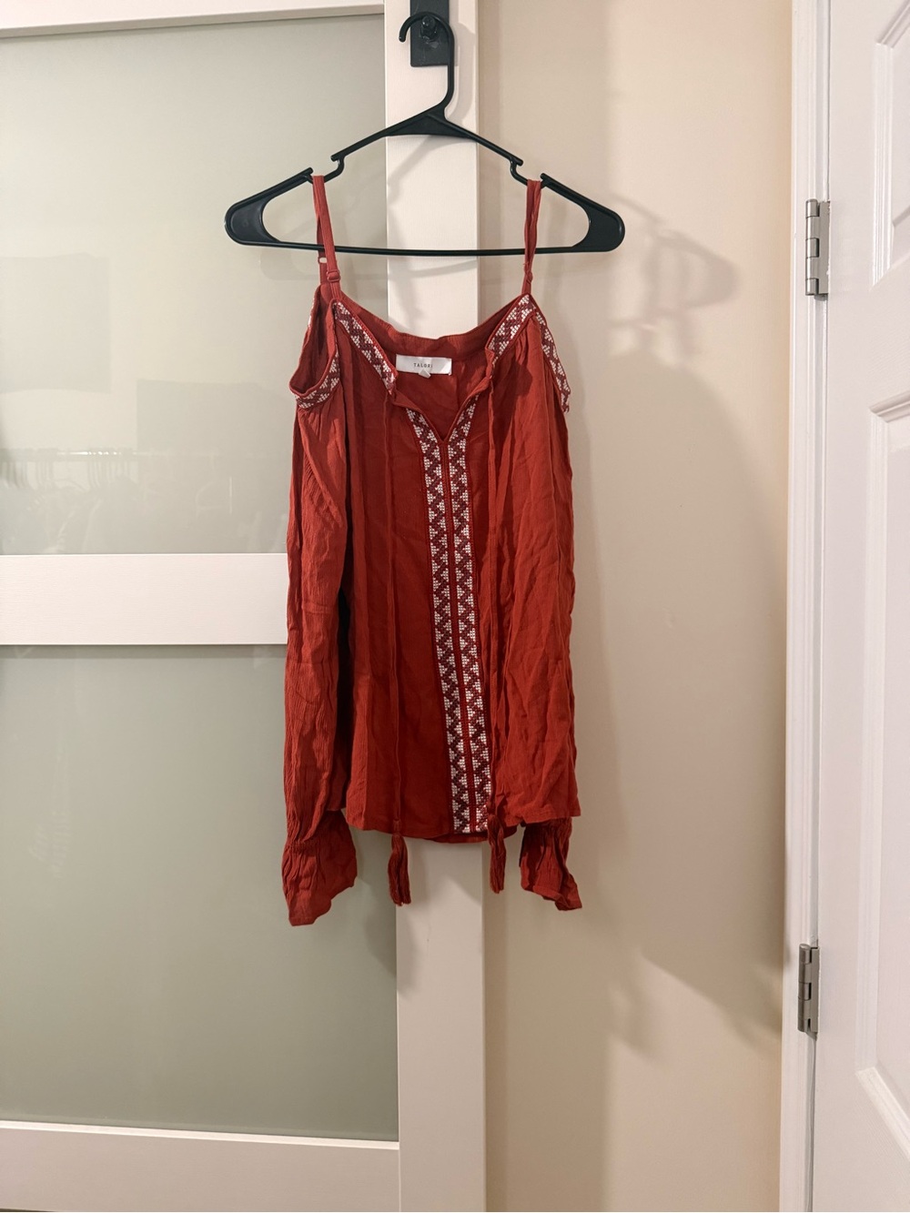 Embroidered Rust Cold-Shoulder Camisole